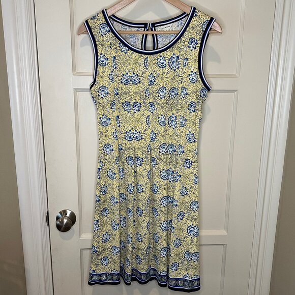 Max Studio Fit and Flare Sleeveless Floral Mini Dress, Blue/Yellow, Size Small - Picture 1 of 8